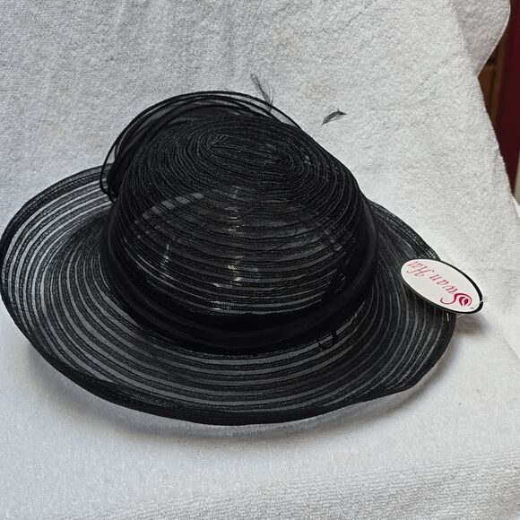 Swan Black Mesh Net Hat Preppy Church Derby Wedding NWT - Rare - Picture 7 of 14